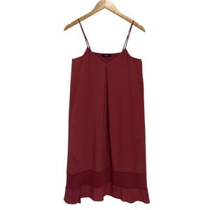 Madewell Silk Sheer-Stripe Cami Slip Dress with Pockets Red XS